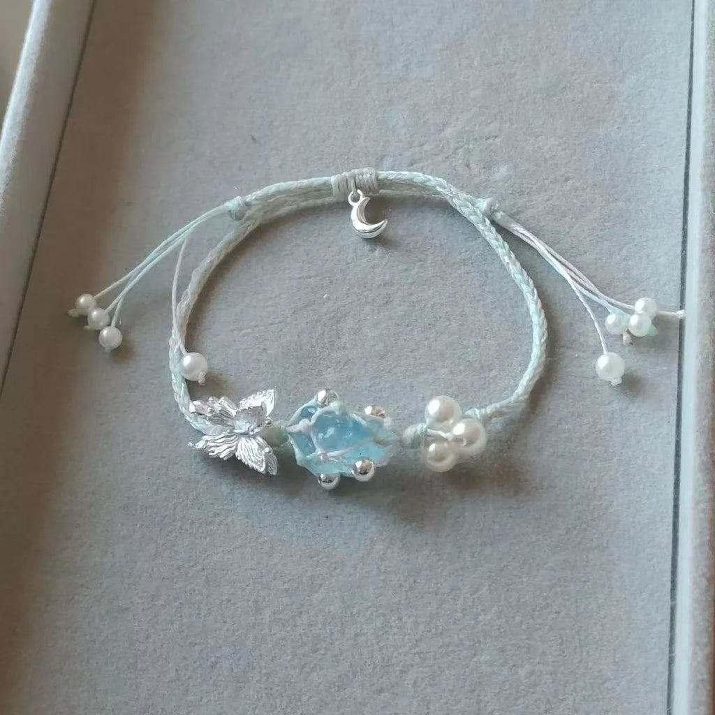 Handwoven Pebble Wreath Crystal Bracelet for Women | Best Friend Gift