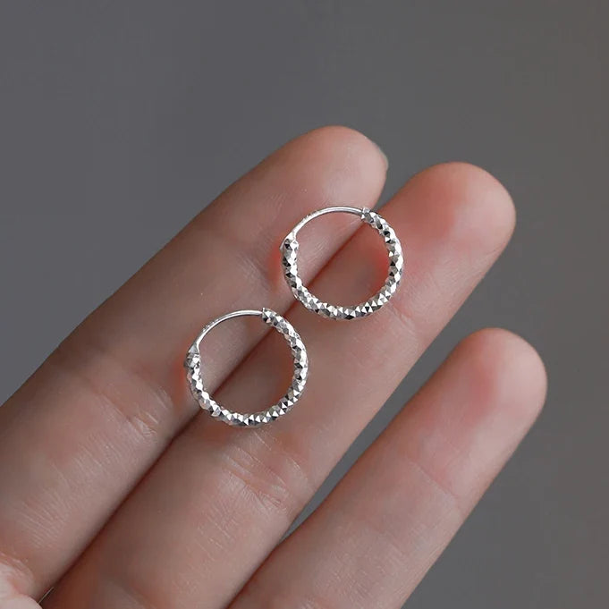 Silver Geometric Minimalist Hoop Earrings for Women