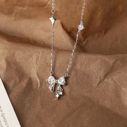 925 Sterling Silver Star Smile Dimple Pendant Necklace for Women