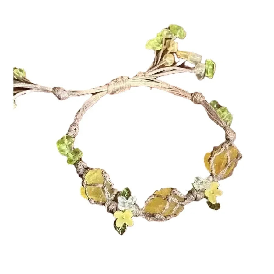 Crystal Osmanthus Fluorite DIY Woven Bracelet for Women | Green