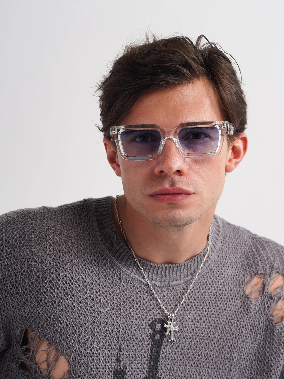 Retro Rectangle Polycarbonate Fashion Sunglasses