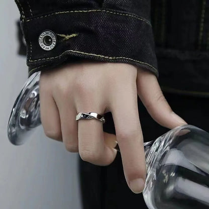 Mobius Wave Open Ring in Silver Alloy for Women and Men