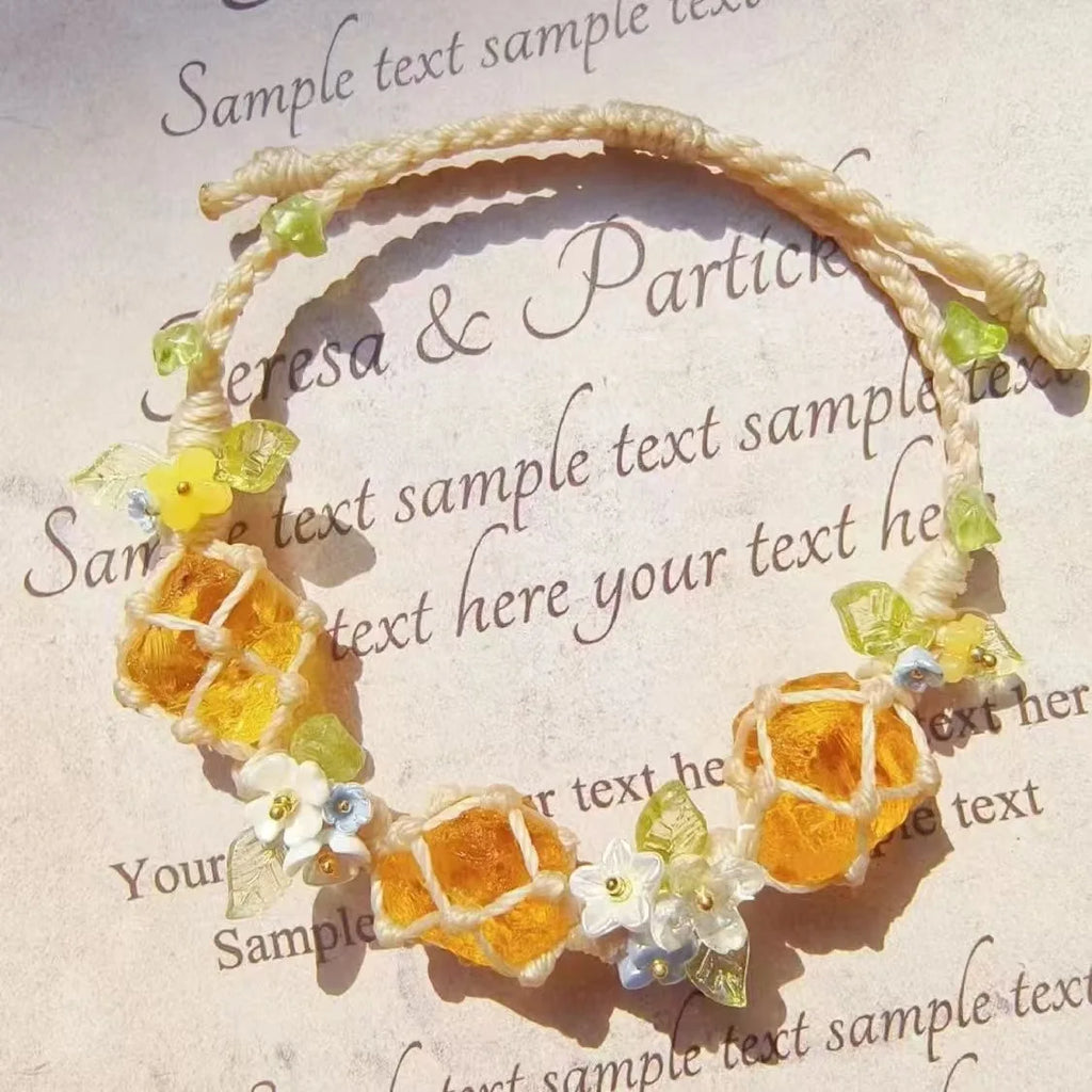 Handwoven Pebble Wreath Crystal Bracelet for Women | Best Friend Gift