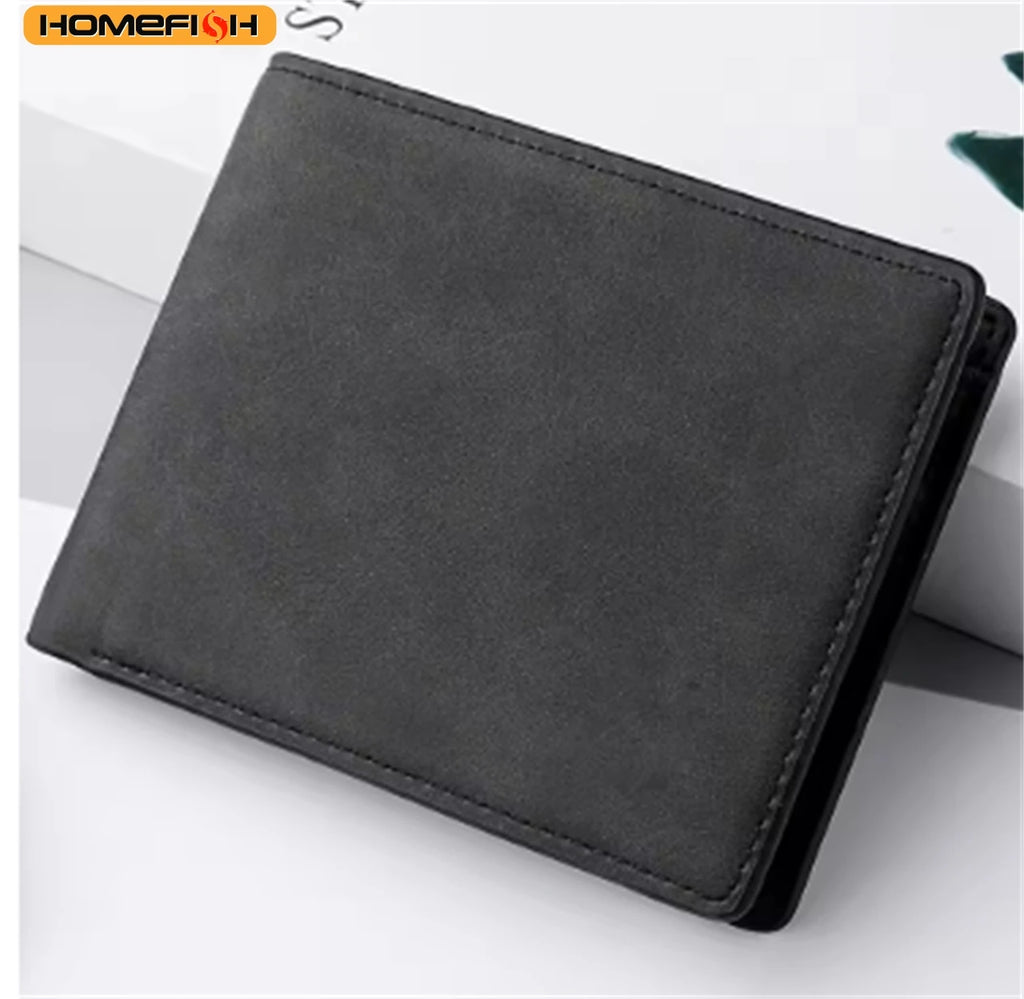 Men's Short PU Leather Bifold Wallet | Lightweight Card Holder with Bill Storage