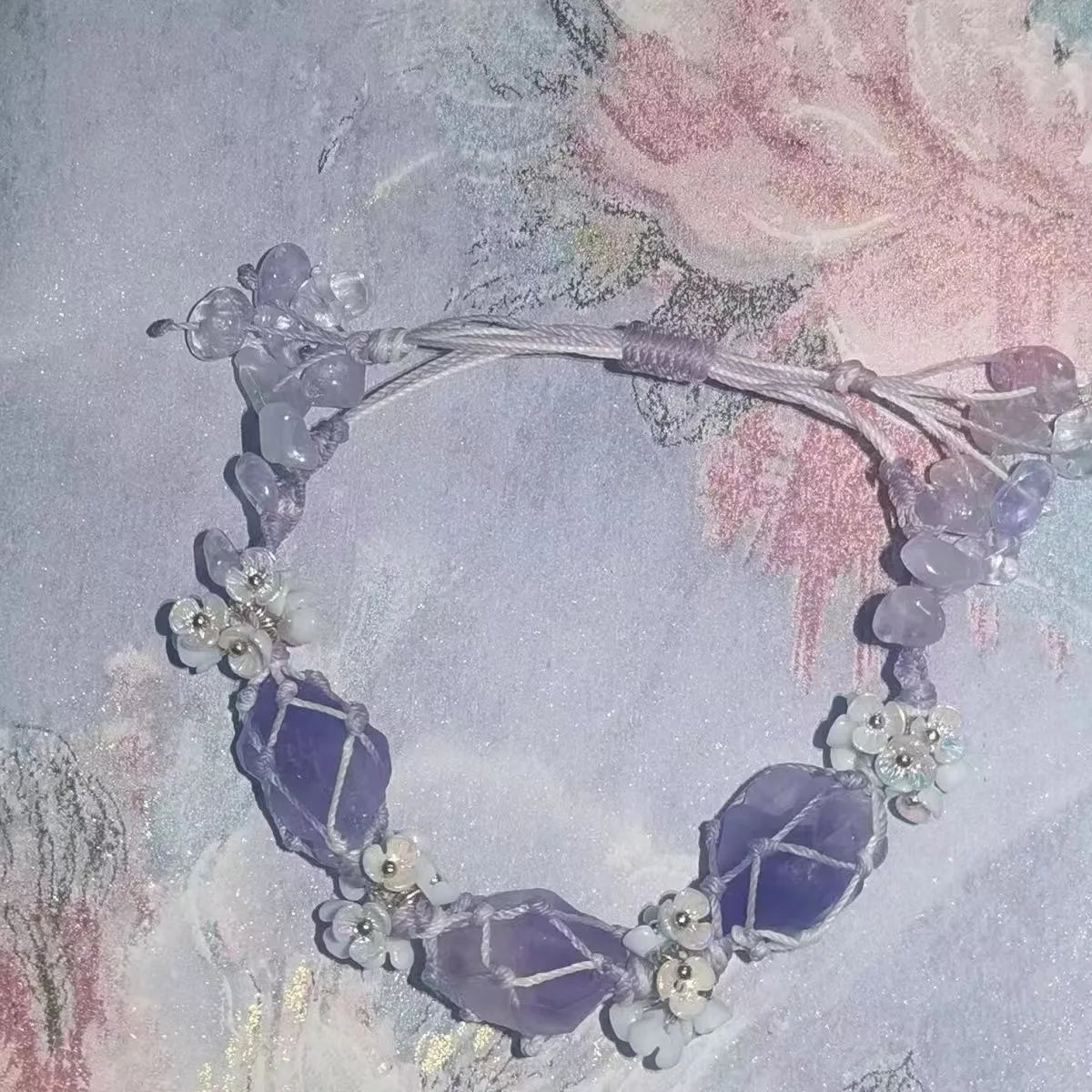 Handwoven Pebble Wreath Crystal Bracelet for Women | Best Friend Gift