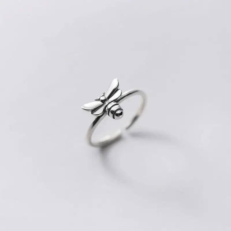 925 Sterling Silver Honeybee Adjustable Ring for Women