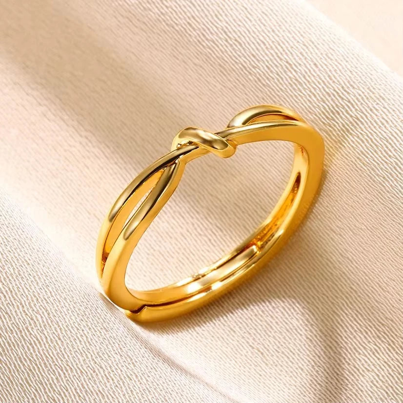 Multilayer Geometric Open Ring for Women | Vintage 18K Gold Plated