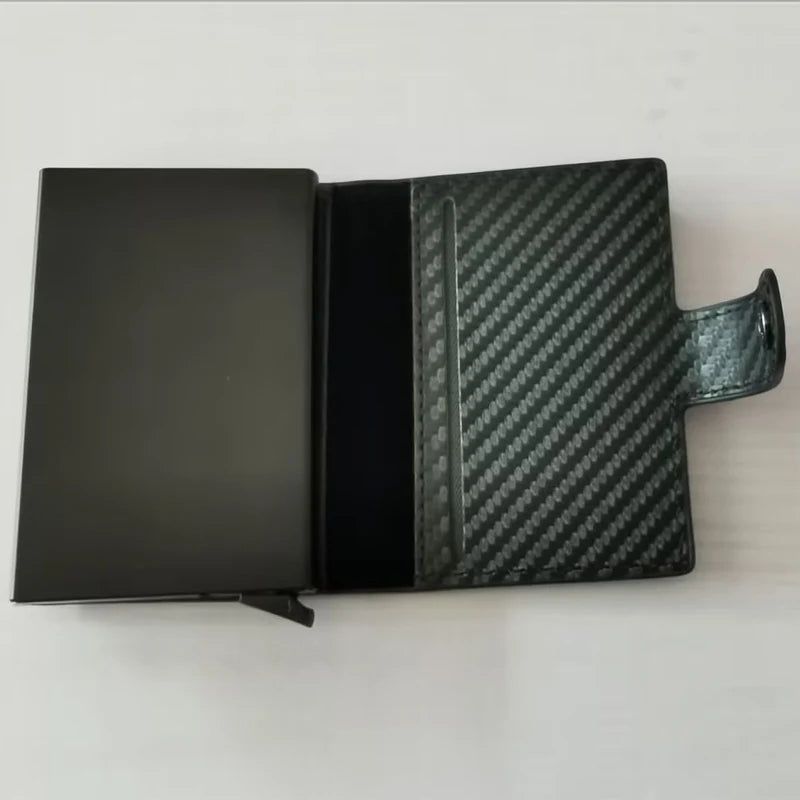 Carbon Fiber RFID Pop-Up Card Holder Wallet | Slim Metal Men's Minimalist Purse
