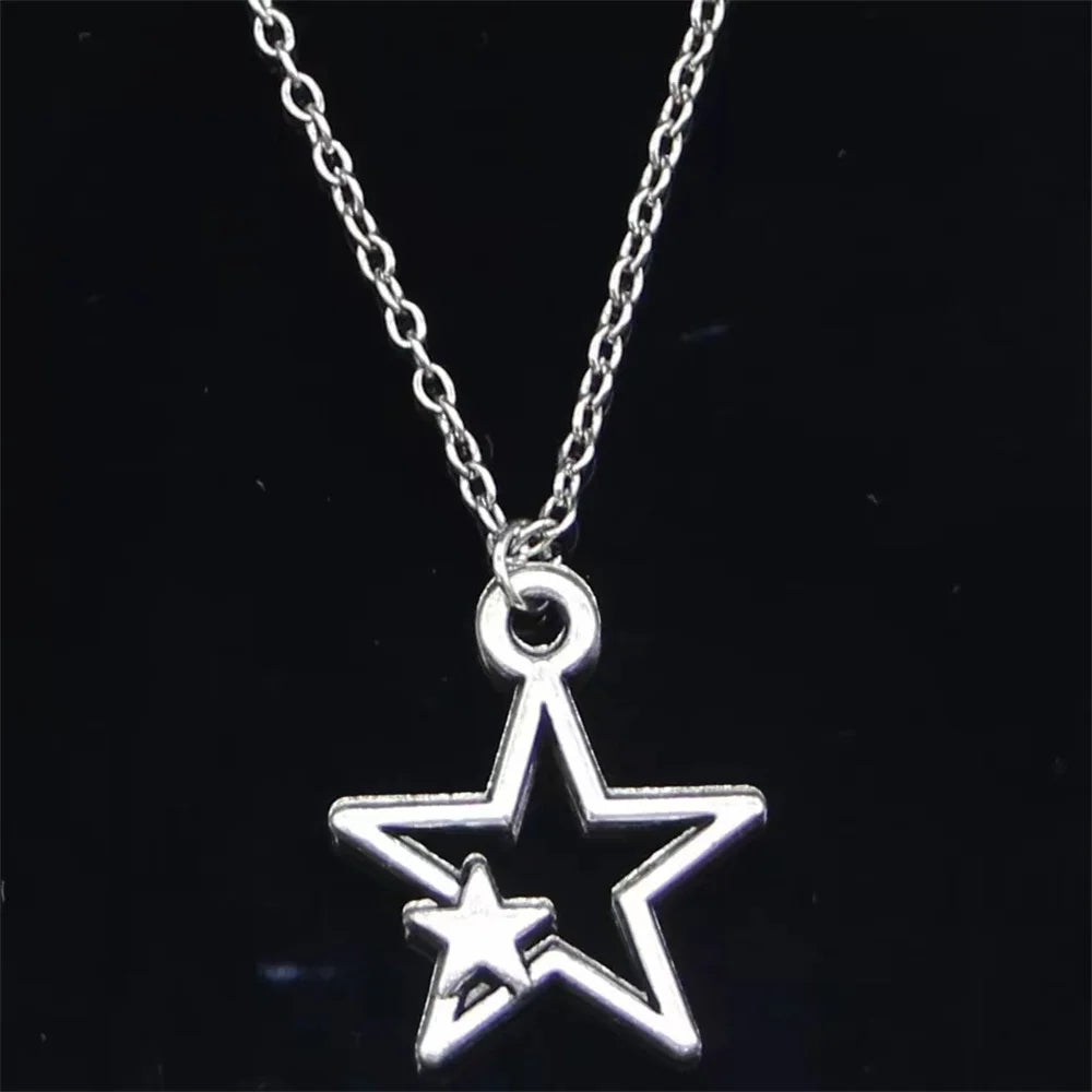 Newest Fashion Tibetan Hollow Double Star Pendant Necklace Choker Charm Black Leather Cord Factory Price Handmade Jewelry Gifts
