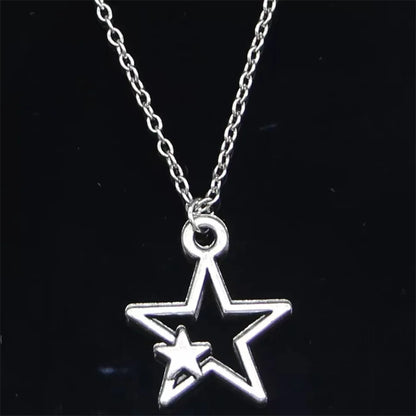 Newest Fashion Tibetan Hollow Double Star Pendant Necklace Choker Charm Black Leather Cord Factory Price Handmade Jewelry Gifts