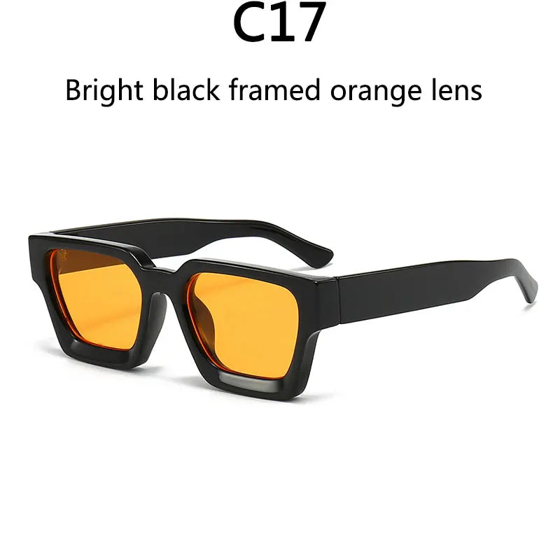 Men's Vintage Square Resin-Lens Sunglasses