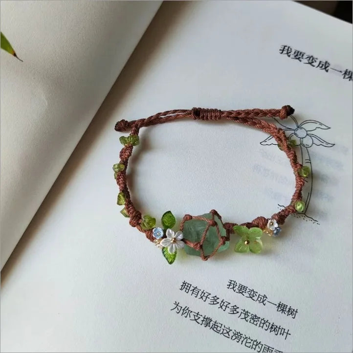 Handwoven Pebble Wreath Crystal Bracelet for Women | Best Friend Gift