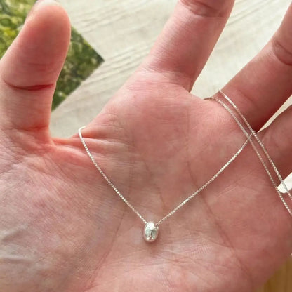 925 Sterling Silver Bead Geometric Pendant Choker Necklace for Women