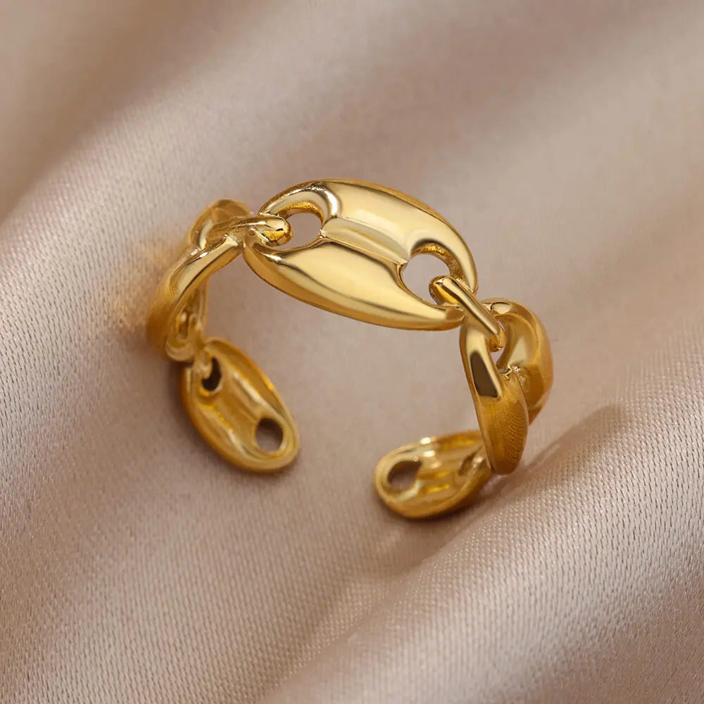 Multilayer Geometric Open Ring for Women | Vintage 18K Gold Plated