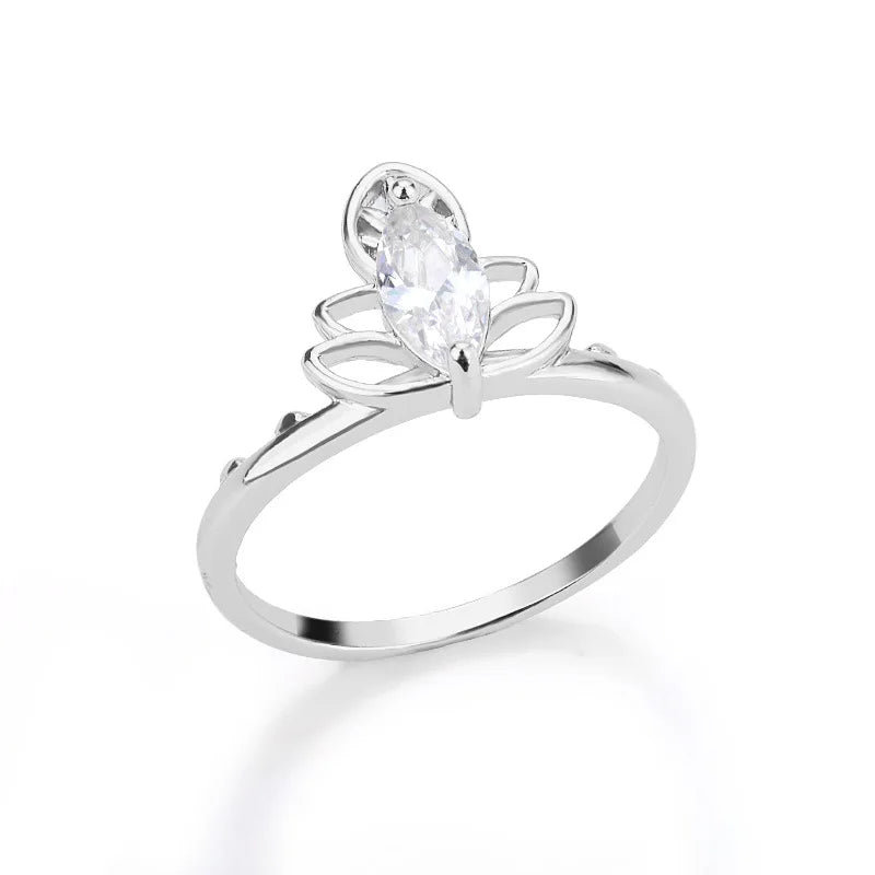 Delicate Flower Wide Band Ring for Women | 18K Gold Plated