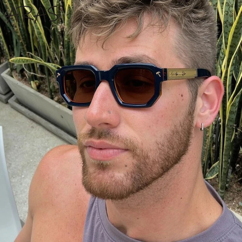 Men's Vintage Square Alloy-Frame Sunglasses