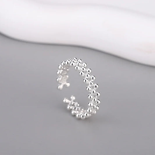 925 Sterling Silver Bilayer Ball Open Ring for Women