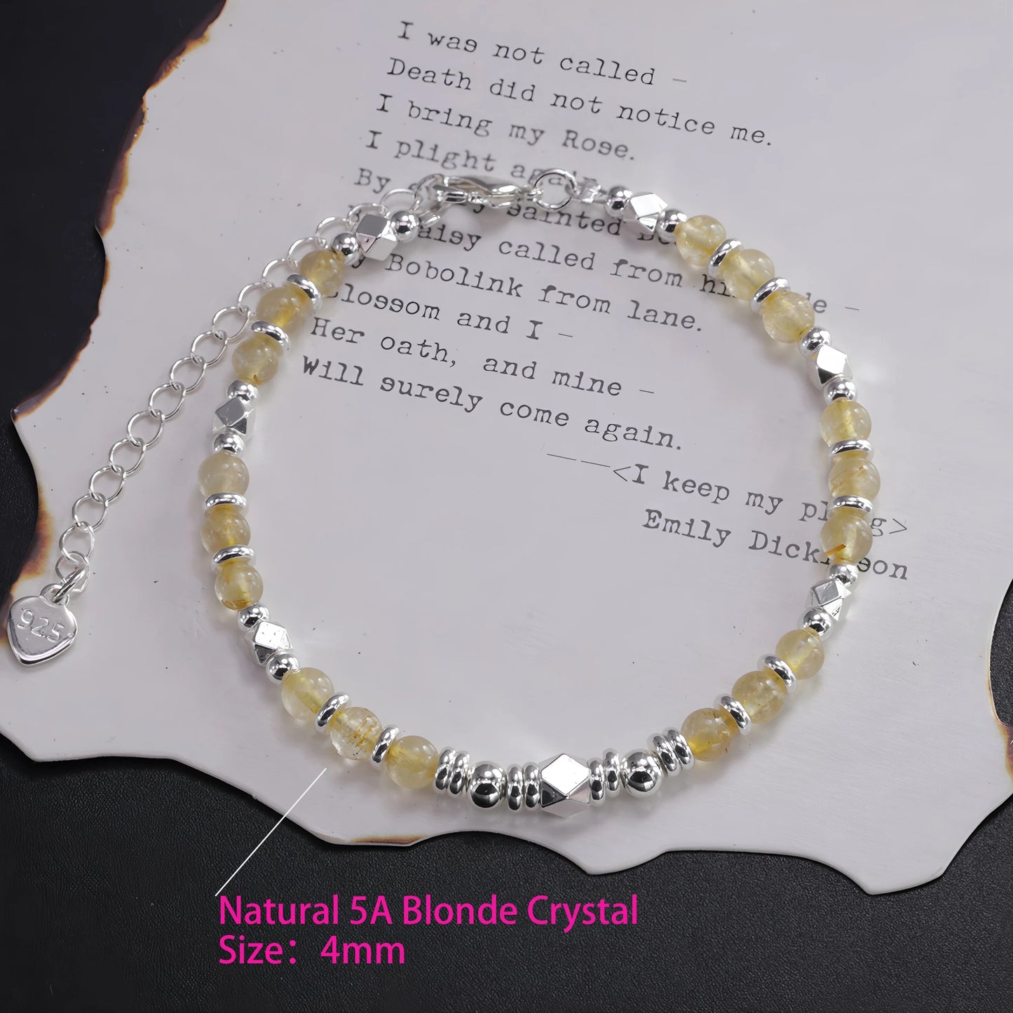 925 Sterling Silver Butterfly Bead String Bracelet for Women