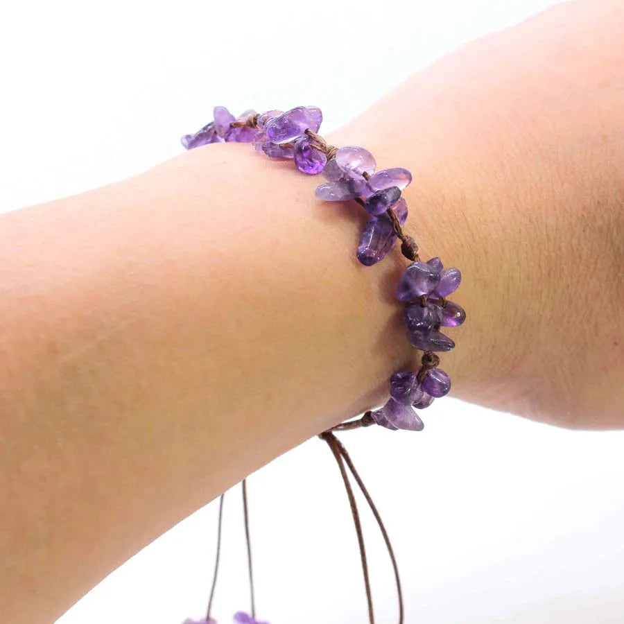 Macrame Crystal Chip Stone Braided Bracelet for Women | Adjustable