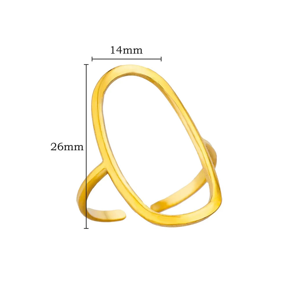 Multilayer Geometric Open Ring for Women | Vintage 18K Gold Plated
