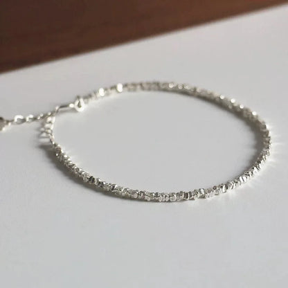 925 Sterling Silver Mini Beads Cuff Bracelet for Women and Men