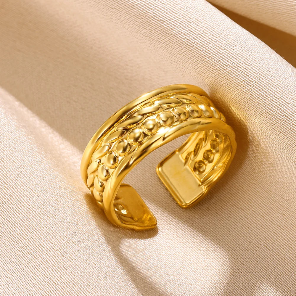 Shell & Star Adjustable Open Ring for Women | 18K Gold Plated