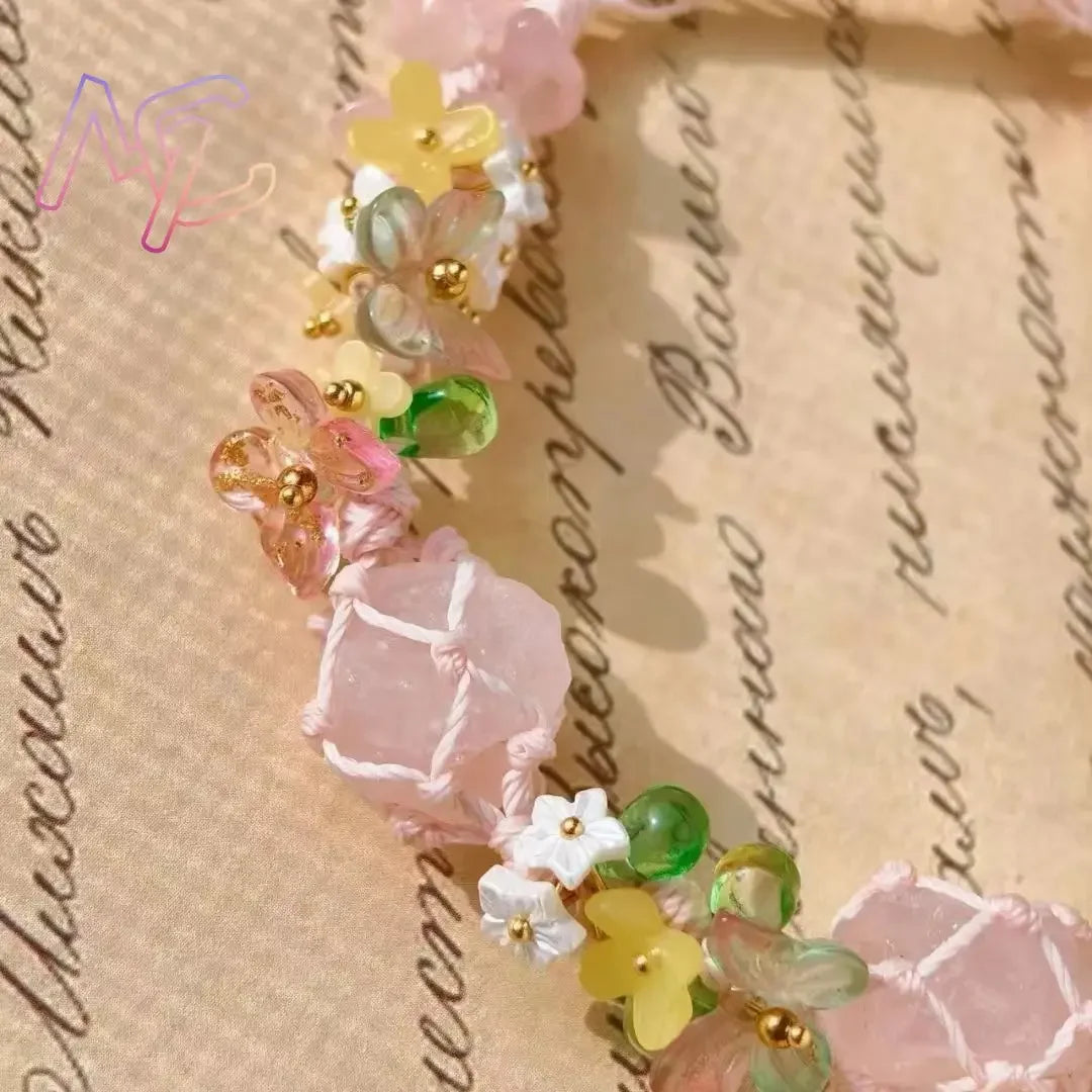 Natural Jade Crystal Flower Bracelet Bangle for Women & Girls