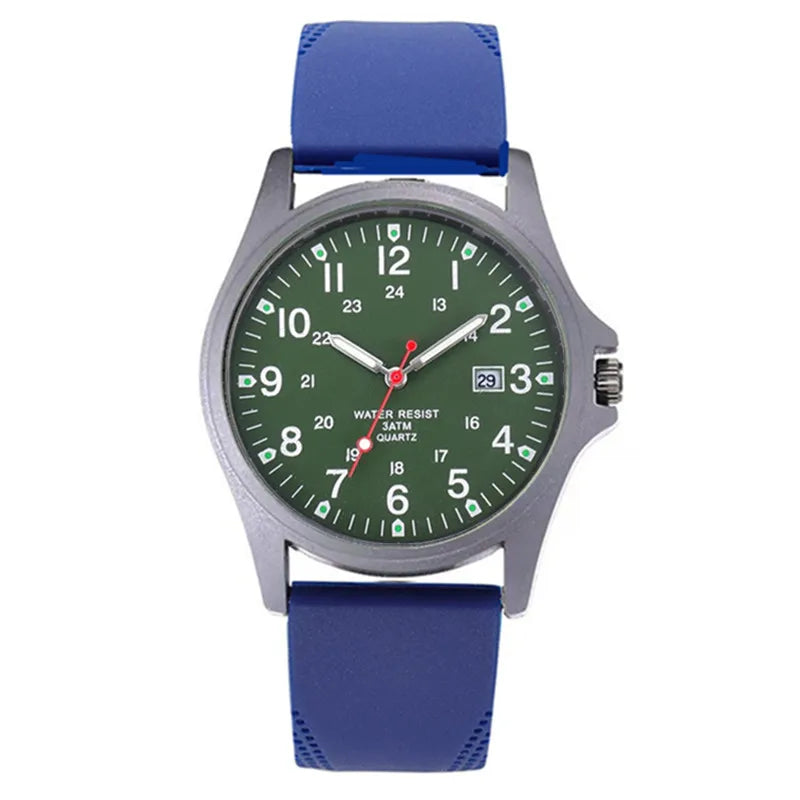 Men's Arabic Dial Quartz Watch with Silicone Strap