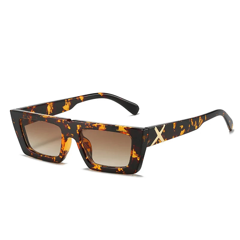Retro Square Resin-Frame Fashion Sunglasses