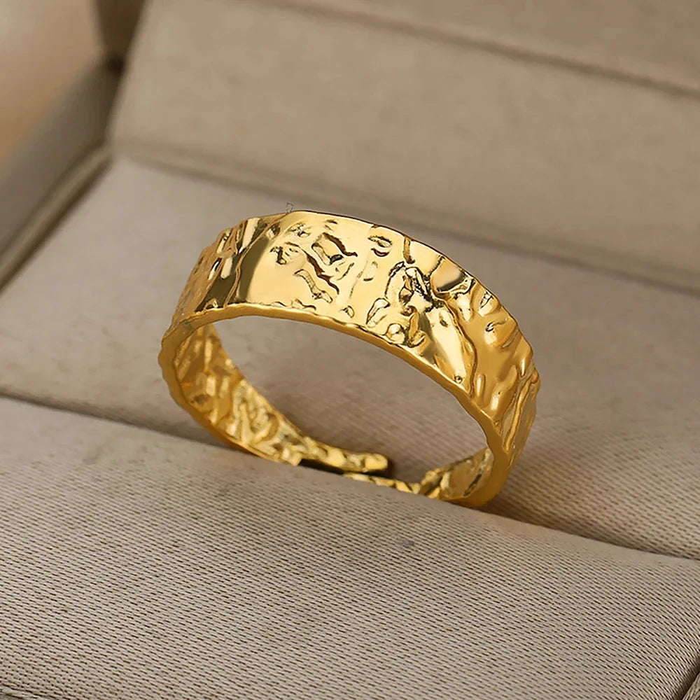 Multilayer Geometric Open Ring for Women | Vintage 18K Gold Plated
