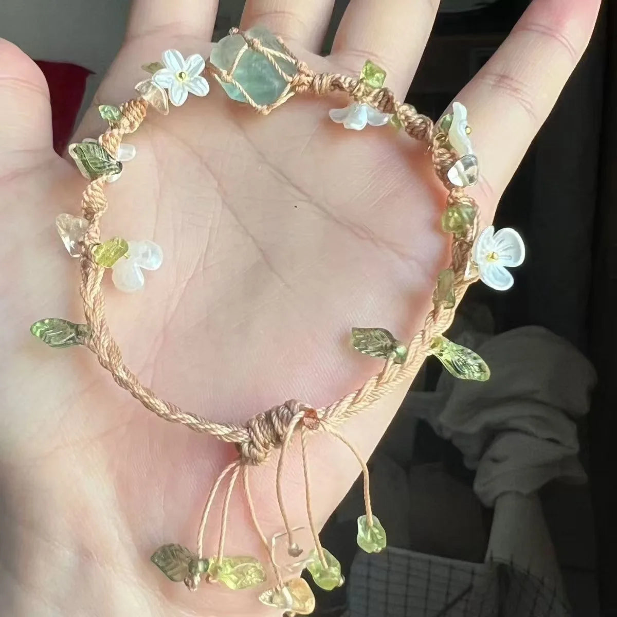 Handwoven Pebble Wreath Crystal Bracelet for Women | Best Friend Gift
