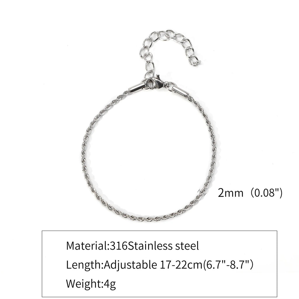 Stainless Steel Singapore Twist Chain Bracelet