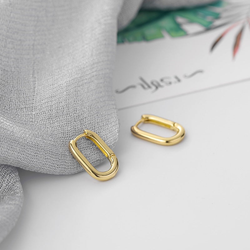 Korean Diamond Embedded Earrings | Copper Gold Silver Versatile