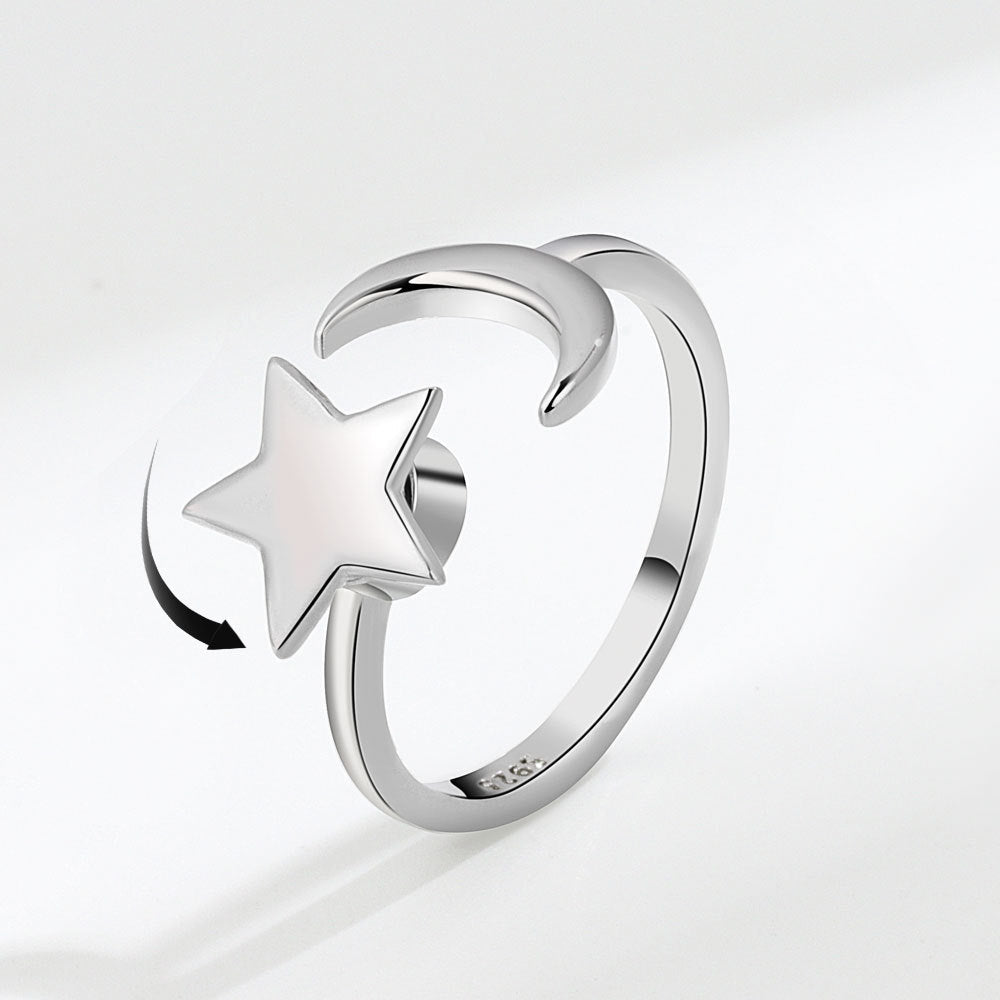 Star Moon Rotating Ring | Copper Adjustable Women's Gold Silver