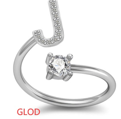 A-Z Initial Letter Ring for Women and Men | Adjustable Alloy