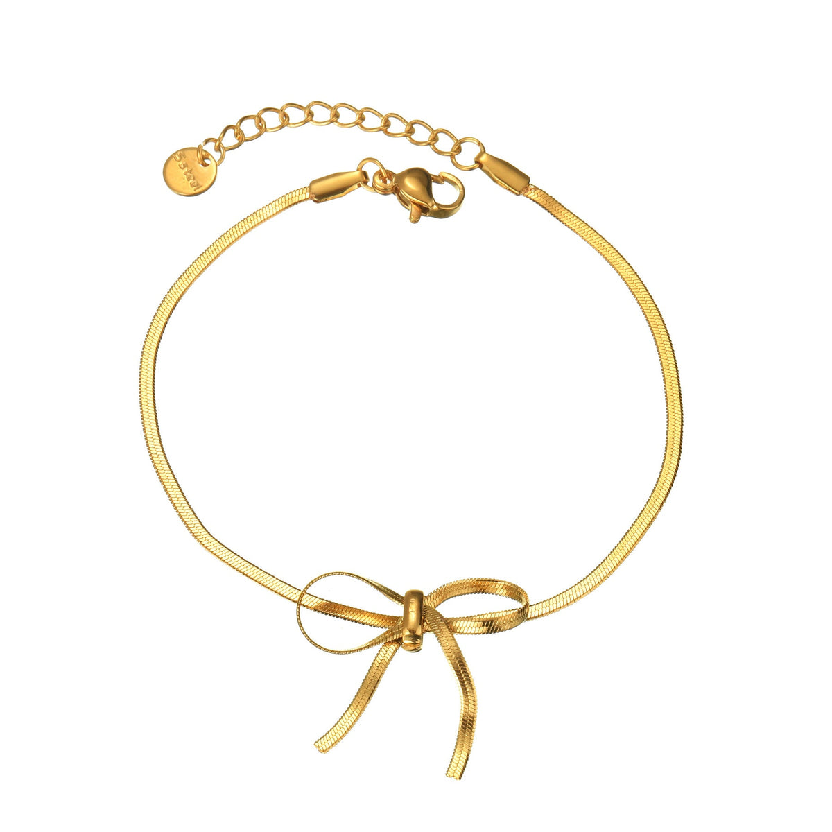 Strovlin 18K gold plated blade chain necklace in stainless steel, stylish jewelry for women with a sleek, modern design.