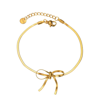18K Gold Plated Blade Chain Necklace in Stainless Steel for Women