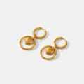18K Gold Circle Heart Earrings | Stainless Steel European Style
