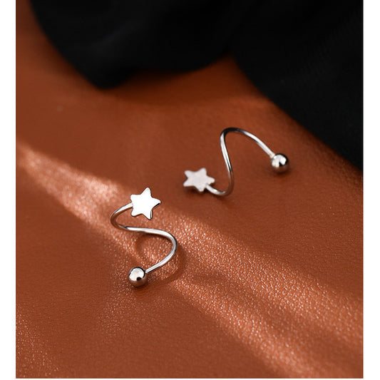 Ear Bone Stud Earrings | Brass Heart Star Round 3 Styles