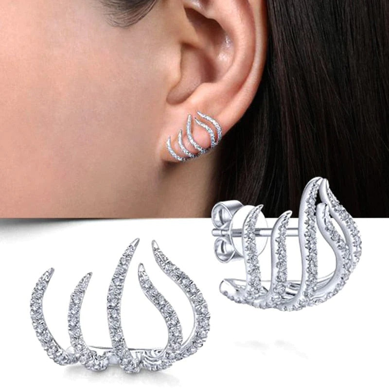 Cold Design Diamond Stud Earrings | Alloy Gold Silver Rose Gold