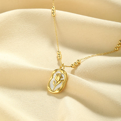 Rose White Shell Pendant Necklace for Women