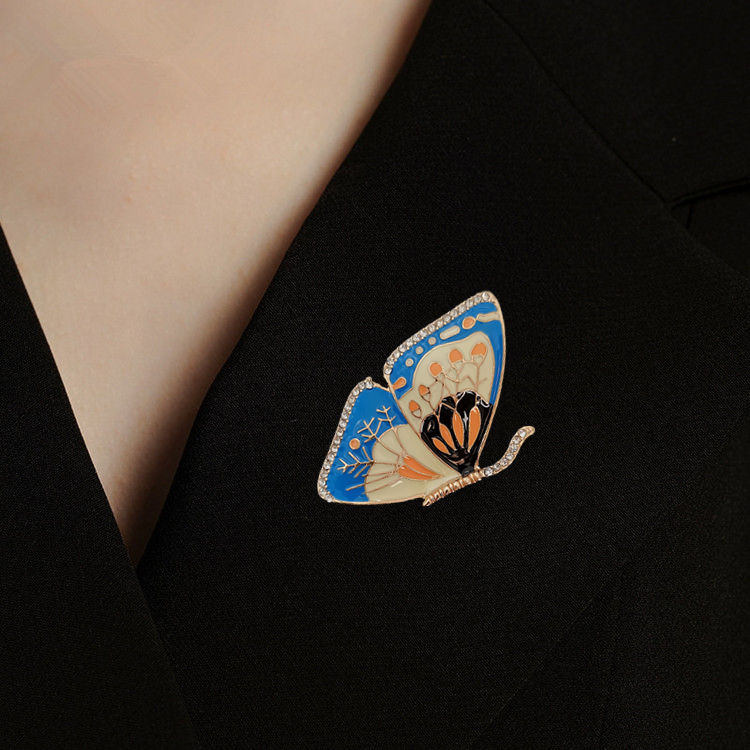 Vintage Butterfly Enamel Brooch | Alloy Drip Glaze Retro 3.5cm