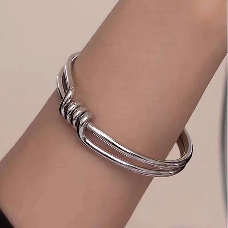 Minimal Art Knotted Bracelet in Stainless Steel