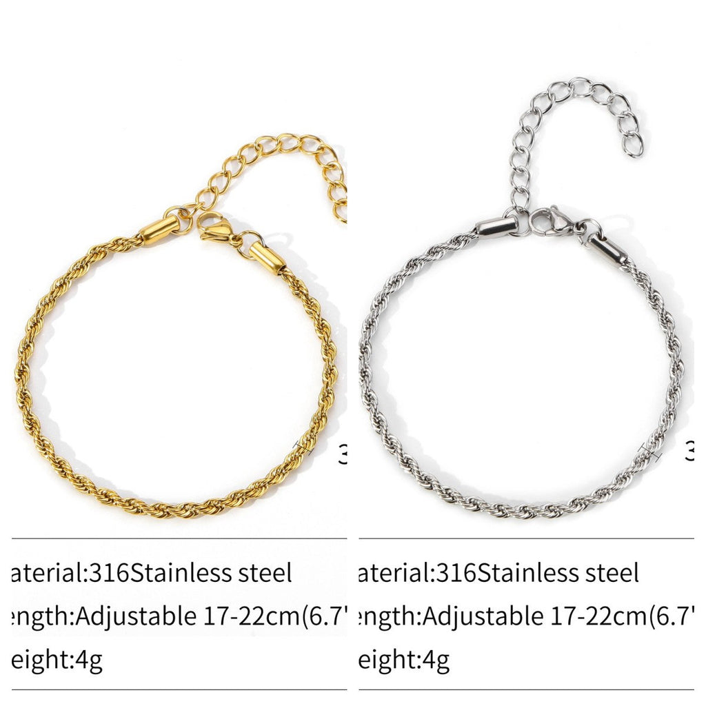 Stainless Steel 18K Cuban Chain Bracelet | Hemp Flower Design