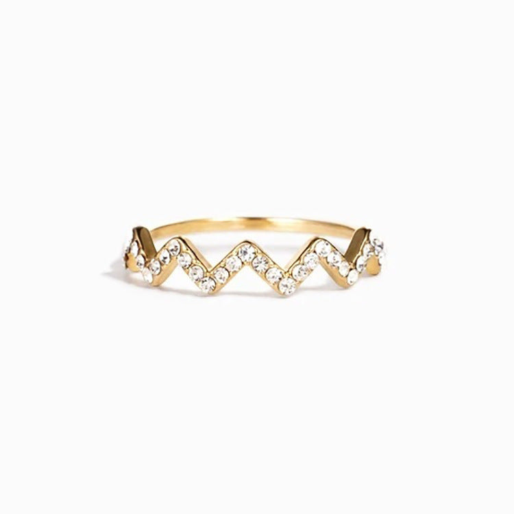 Wave Pattern Zircon Ring | Inspirational Gift for Daughter