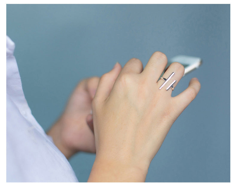 S925 Silver Personality Line Ring | Korean Style Women's Adjustable