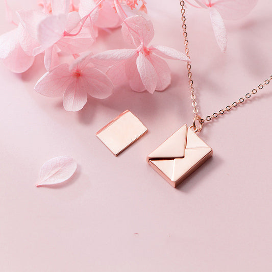 Envelope Love Letter Pendant Necklace for Women