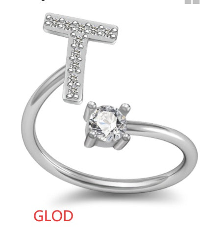A-Z Initial Letter Ring for Women and Men | Adjustable Alloy