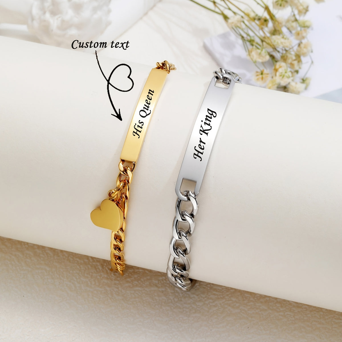 Custom Personalized Couple Bracelet Set 2 | Valentine's Day & Anniversary Gift