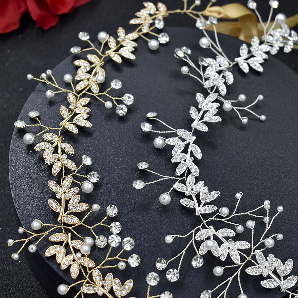 Bridal Wave Hair Hoop | Alloy Rhinestone Silver Gold